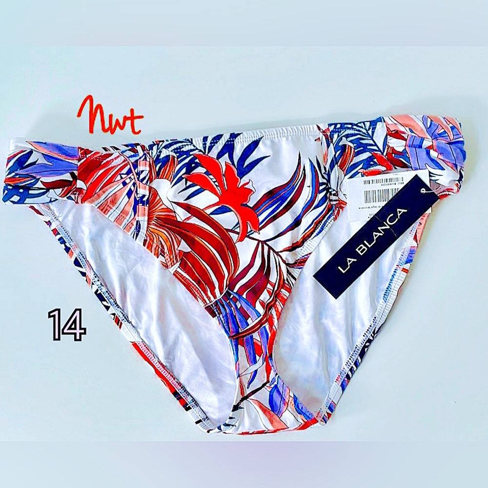 NWT white, lilac, orange swim bottoms ruched sides full back bikini separates